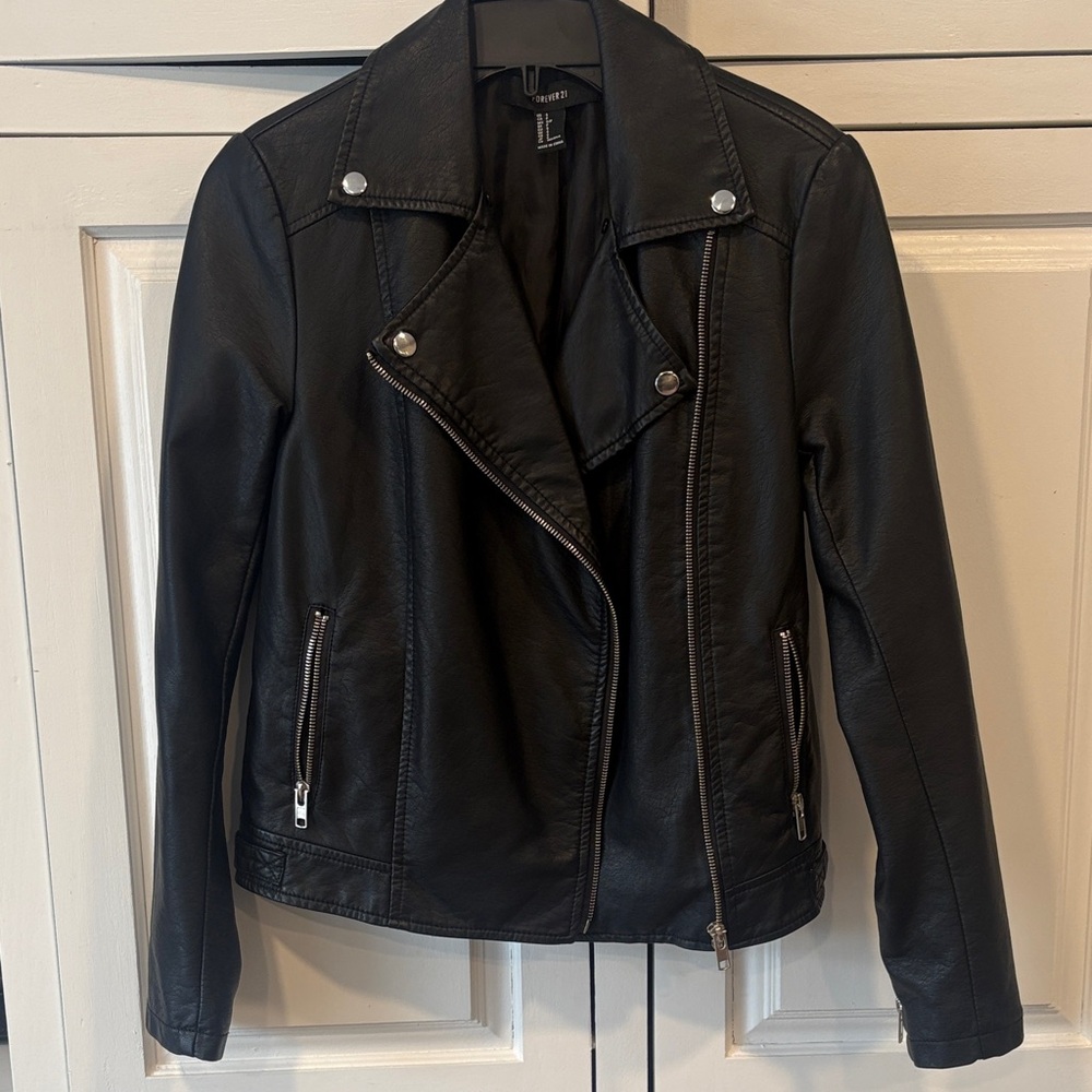 Like New Black Forever 21 PU Leather Jacket